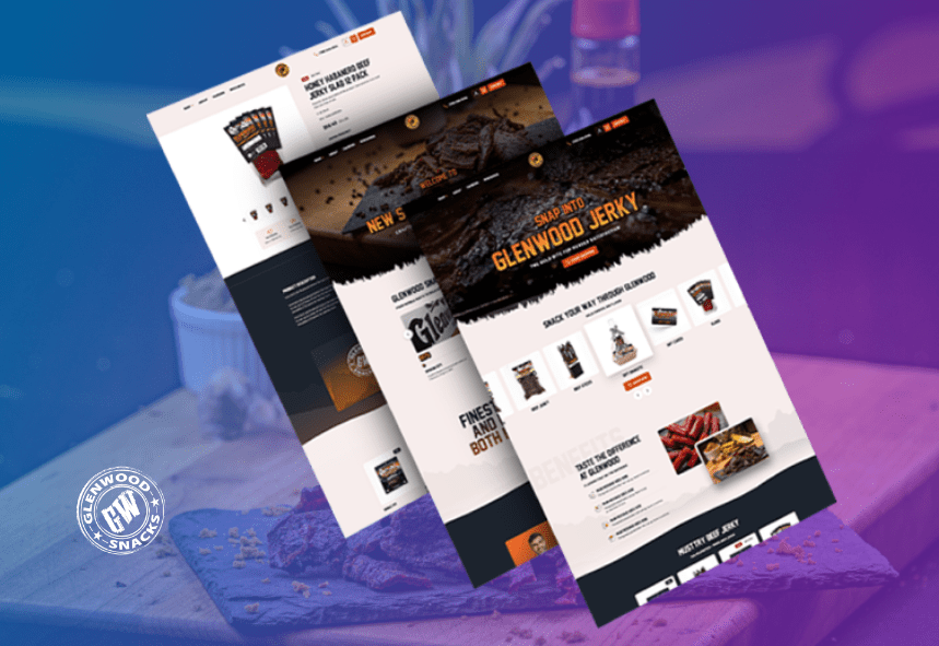 Glenwood Jerky Shopify storefront — Glenwood Snacks eCommerce Food project by Rainmaker Art