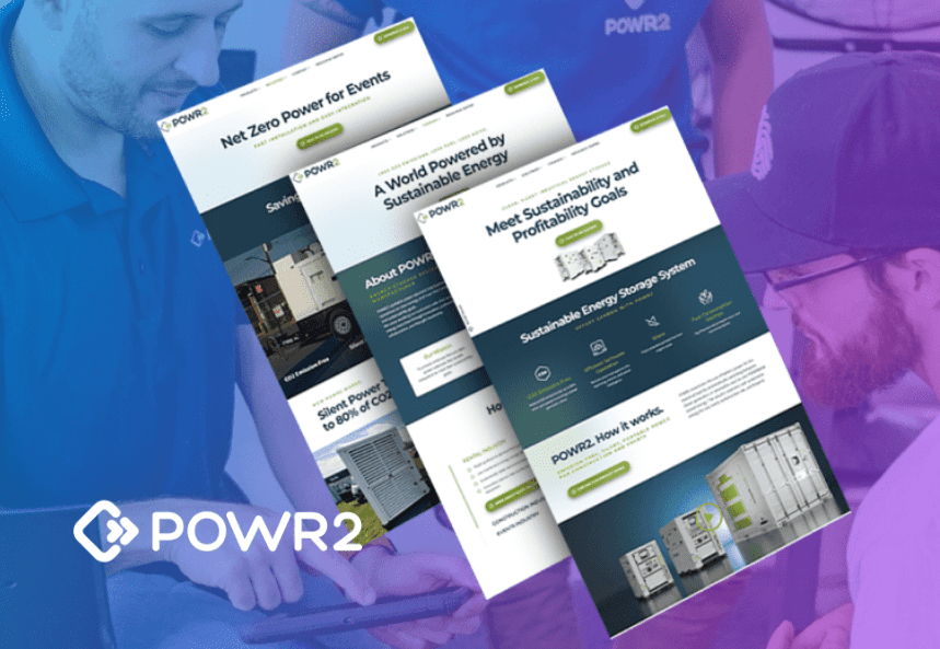 POWR2 sustainable energy website — POWR2 Clean Energy project by Rainmaker Art